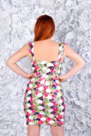 ginger haired Edinburgh escort in floral dress