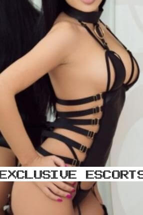 Surrey escort in black strappy underwear