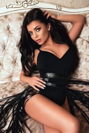 seductive Dublin escort in black lacey dress