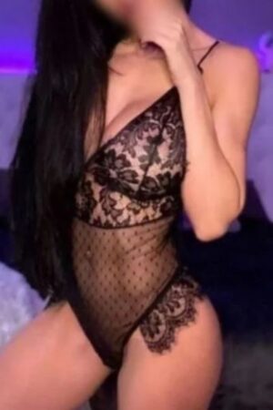 sexy raven haired Gloucester escort in black lace