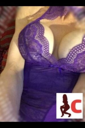 perky tits Swansea escort in purple lingerie