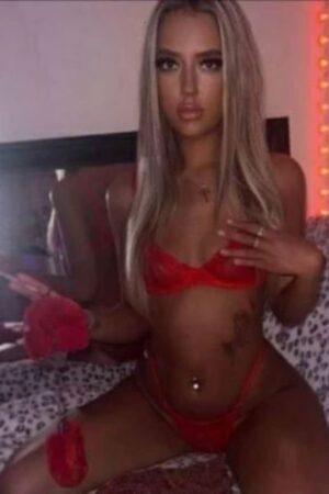 Young Blonde Holbeck Escort in red lingerie