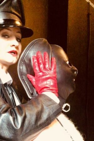 Lady Amber with a gimp in a mask