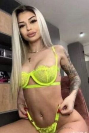 Party Girl Sierra in hot yellow lingerie