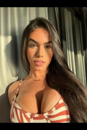 Talita TS in a stripey bikini