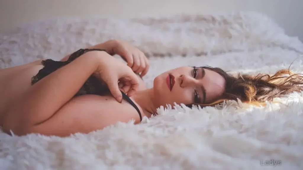Seductive escort on her bed