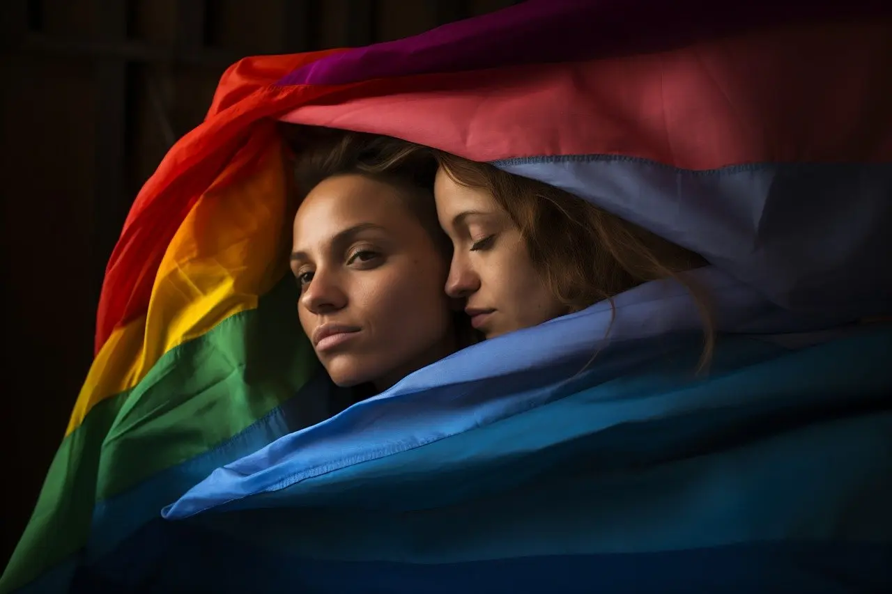 Trans girls wrapped in a flag