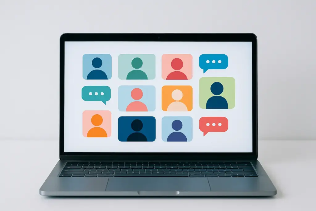 Laptop showing chat rooms