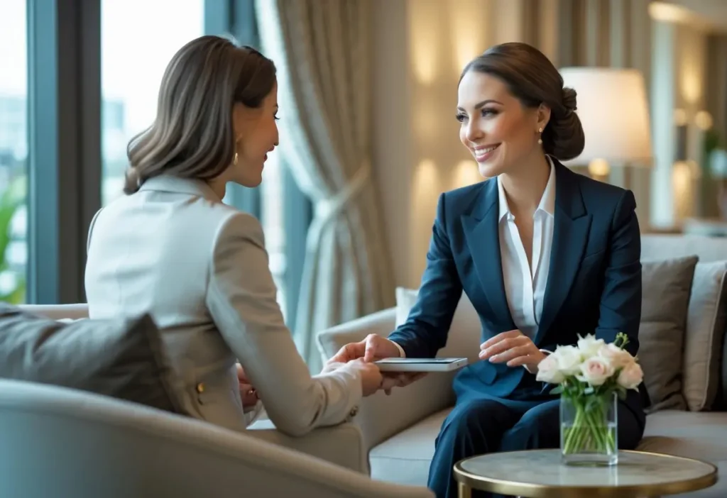 Two escorts having dinner