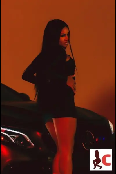 Temple Bar Escort posing by a car