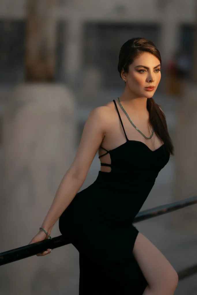 Brunette Bangor escort in a classy black dress