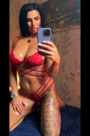 West Bowling escort in red lingerie