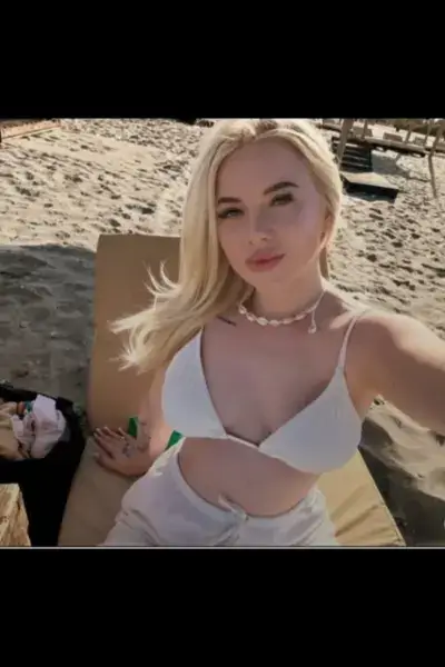 Blonde Plymouth Escort in a white bikini