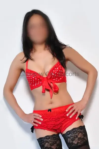 Scottish Escort in bright red lingerie