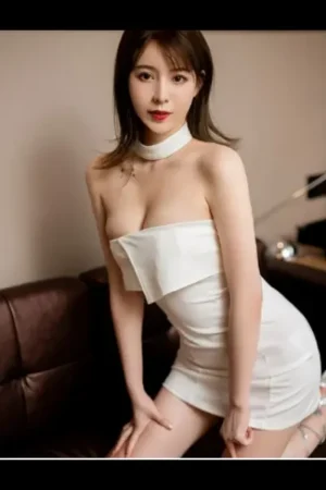 Asian Bangor escort in a white dress