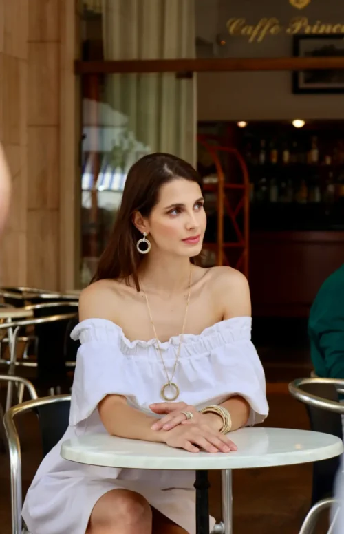 Classy Harrogate escort sat at a restaurant