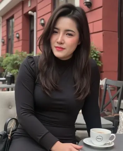 Thai escort enjoying a cup of coffee