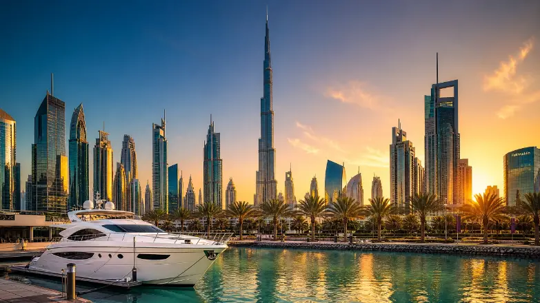 Dubai skyline at sunset