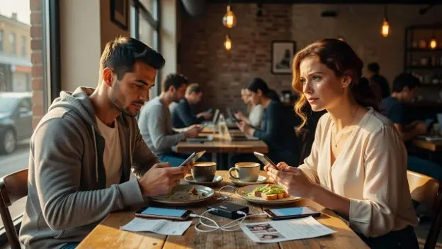 Man and a woman sharing a brunch date