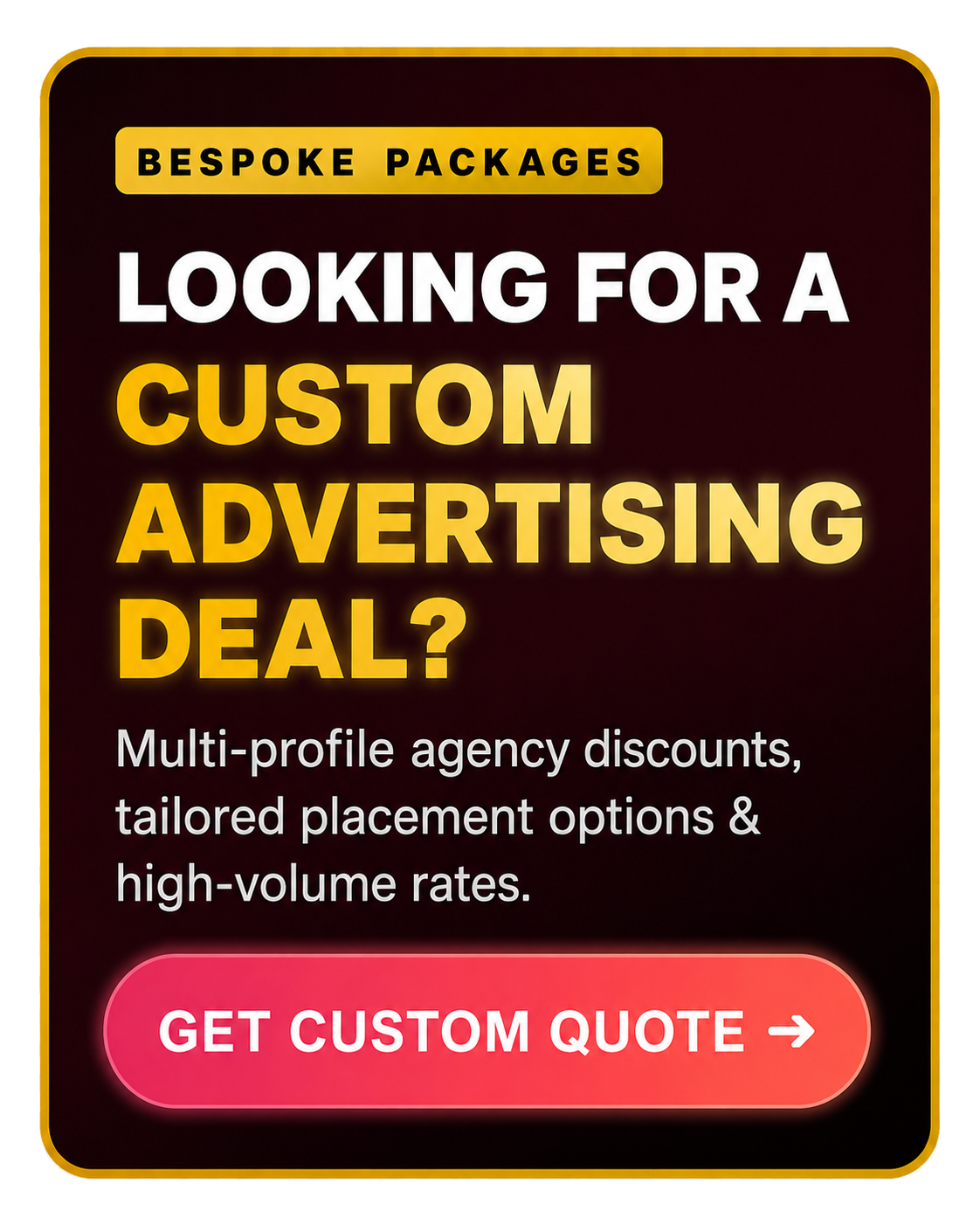 Looking for a custom advertising deal? Get a custom quote from Cupid Escorts.