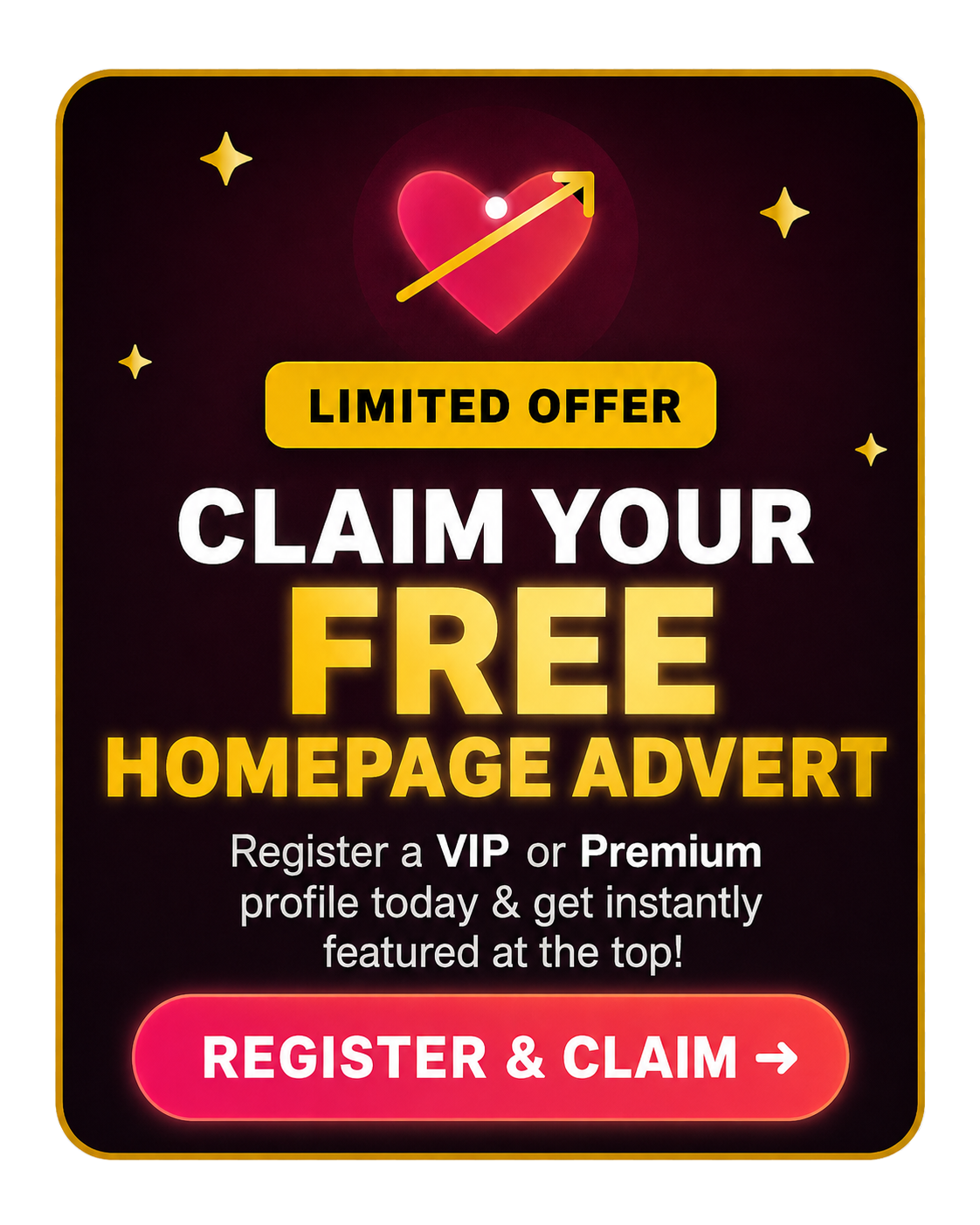 Claim your free Cupid Escorts homepage advert